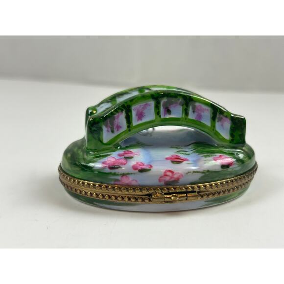 Limoges France Hand Painted Bridge Trinket Box Peint Main - Picture 7 of 13